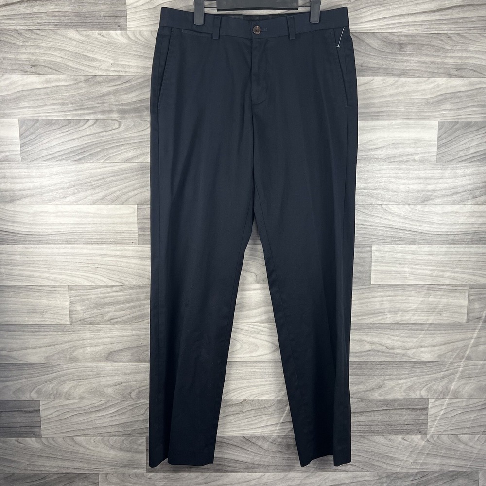 Eddie Bauer 33 Mens Black Wrinkle Resistant Relaxed Fit Classic Dress‎ Pants
